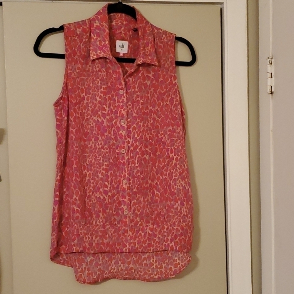 𝅺cabi Animal Print Sleeveless Blouse Size XS